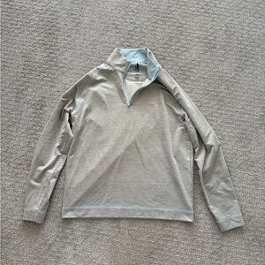 Johnnie-O Light Gray Quarter-Zip Performance Pullover-Medium